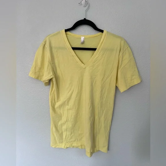 American Apparel Yellow V Neck T Shirt Size Small - Picture 1 of 4